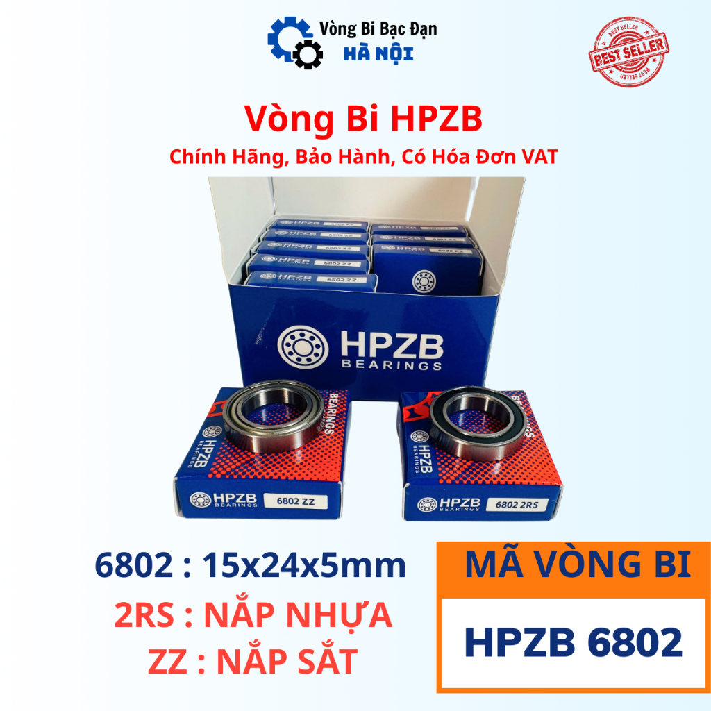 | HPZB CÓ HÓA ĐƠN VAT | Vòng bi HPZB 6802 [ZZ/2RS] Nắp Sắt/Nhựa-Bạc Đạn 6802 CHÍNH HÃNG