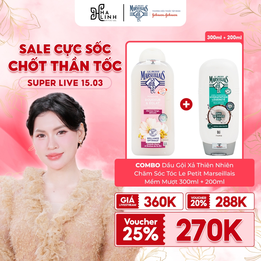 [VHL x Le Petit Marseillais] Combo Dầu Gội Xả Thiên Nhiên Chăm Sóc Tóc Le Petit Marseillais Hạt Lanh