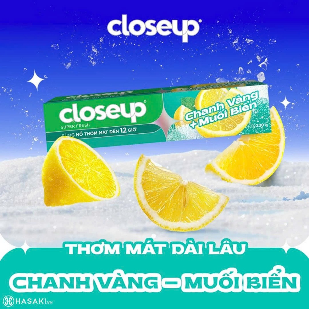 Kem đánh răng Closup Chanh và muối biển Hộp 180g
