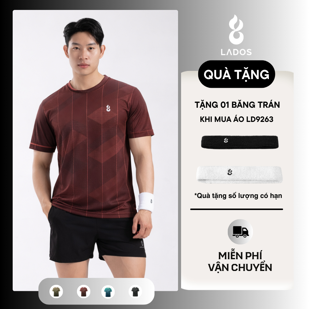 Áo Thun Thể Thao Chạy Bộ Pace Runner LADOS-9263 Chất Thun Mè Vuông Co Giãn, Thấm Hút Mồ Hôi Thoải Mái, Dễ Dàng Vận Động