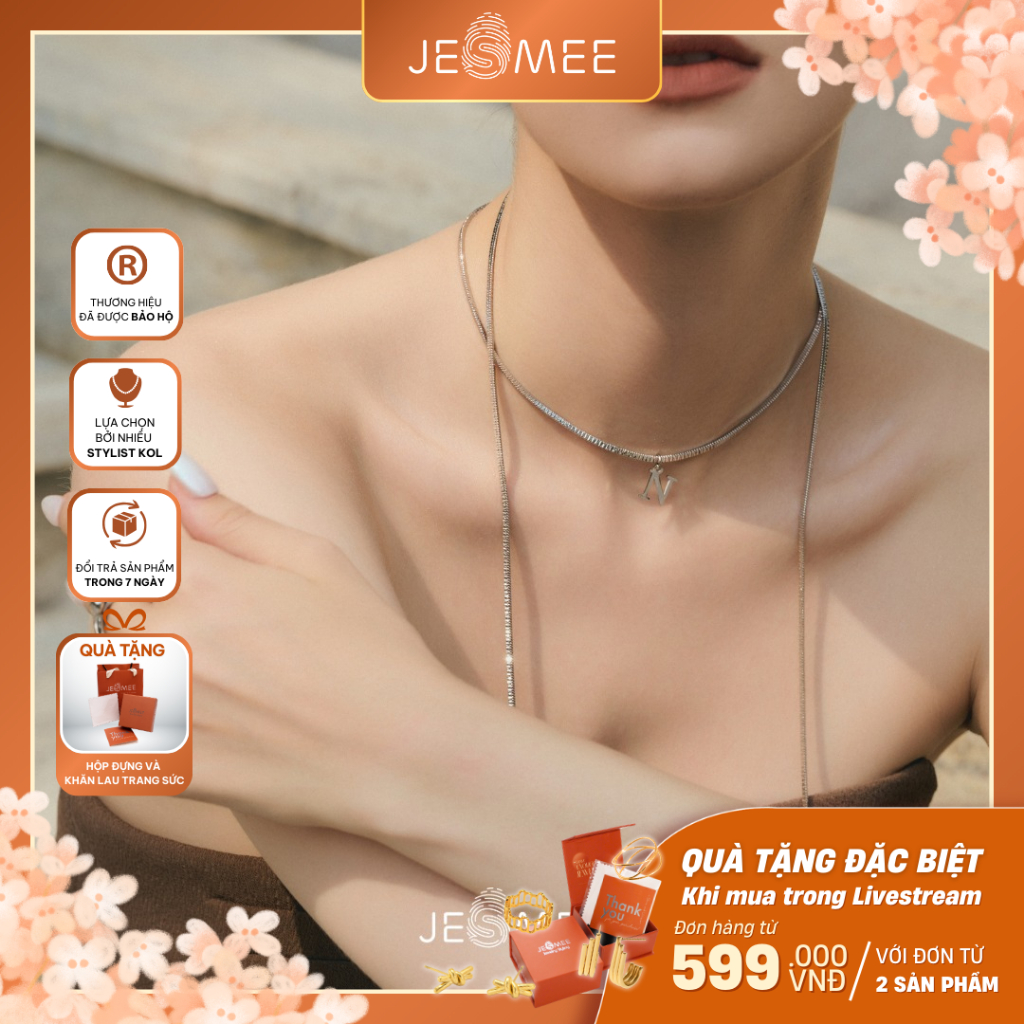 [HỎA TỐC] Dây chuyền nữ Slay Lariat Jesmee Tặng charm chữ dáng dài  đeo 5 kiểu phong cách độc đáo- N2594