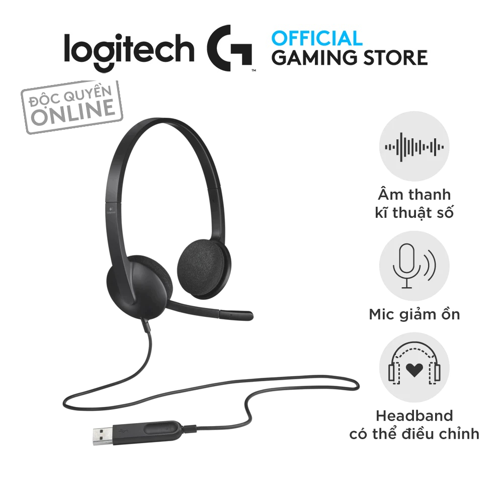 Logitech H340 USB Headset - Noise-Cancelling Mic, Usb-A Connection
