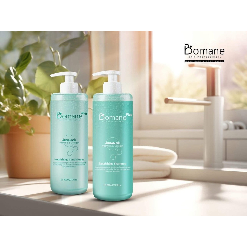 Cặp Dầu Gội Xả Bomane Plus Cao Cấp Phục Hồi Hư Tổn - 800ML