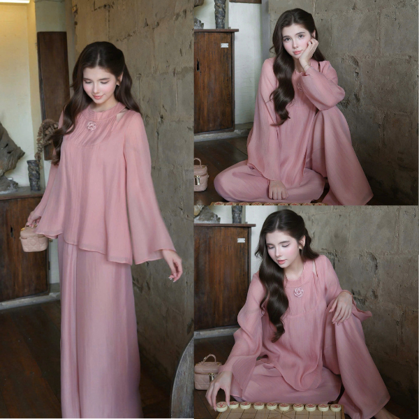 Set đồ nữ pastel hồng nhẹ nhàng vintage style