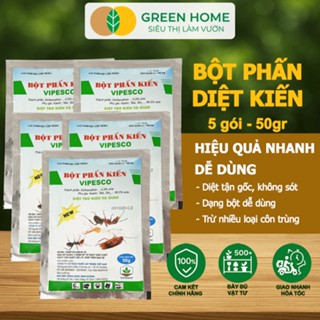 5 Gói Bột Phấn Kiến Vipesco, GreenHome, Gói 50gr, Hiệu Quả Cao, Dễ Sử Dụng, Trừ KIẾN, GIÁN,CÔN TRÙNG