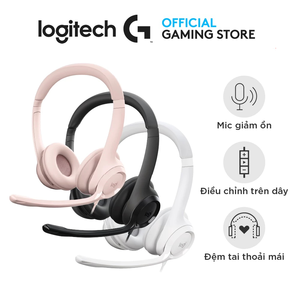 Logitech H390 USB Headset - Noise-Cancelling Microphone, In-Line Controls