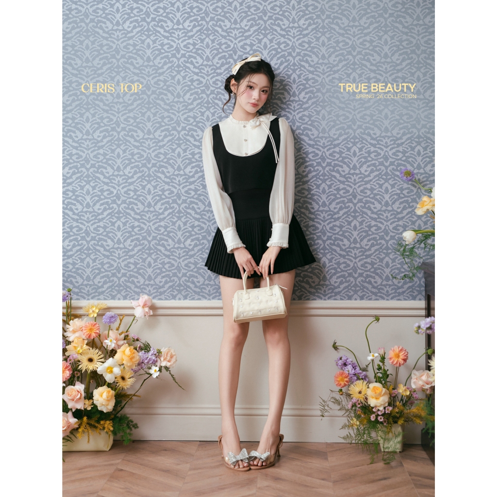 ZAMYSHOP - Áo thiết kế crop nơ lệch, áo xinh đi chơi, đi làm
