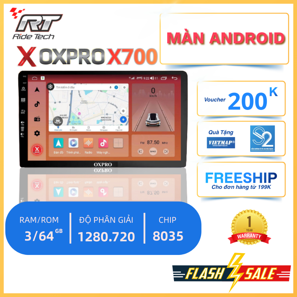 Màn Hình Android Ô Tô OXPRO X700 - Chip 8x, 8035, Ram4 Rom64, Kết Nối Sim 4G, GPS, Chạy Mượt Mọi Ứng