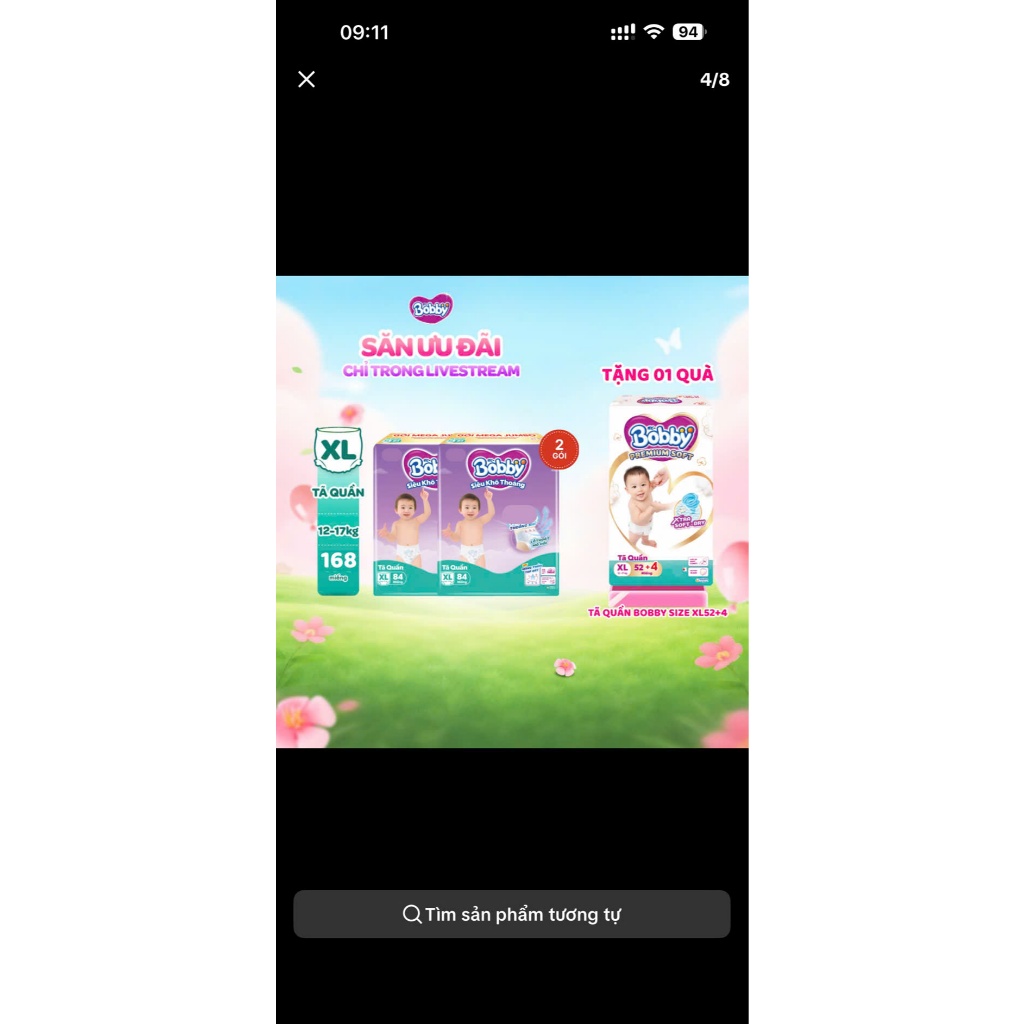 (Combo 2 bịch) Tả quần Bobby M112/L96/XL84/XXL76 miếng tặng bịch tả kèm theo cùng size