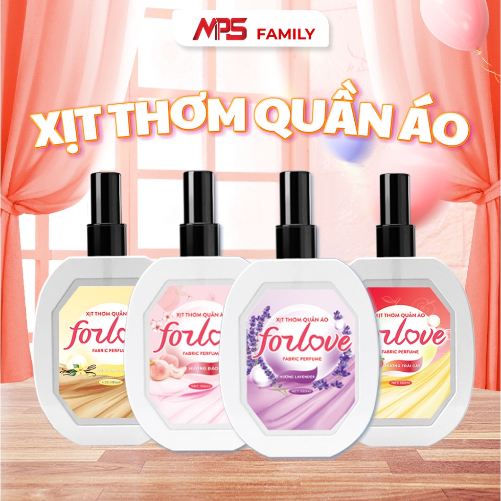 Xịt thơm quần áo Forlove, Thơm quần áo 100ml chiết xuất tinh dầu thiên nhiên thơm mát khửi mùi hôi -