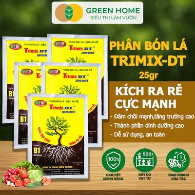 5 Gói Phân Bón Lá TRIMIX-DT, GreenHome, Gói 25gr,Siêu Bật Chồi-Kích Thích Ra Rễ Cực Mạnh-Tăng Trưởng