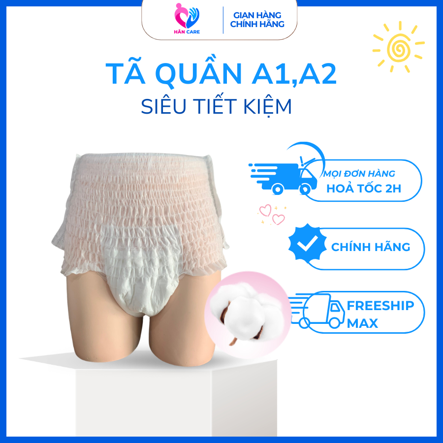[Bán chạy] Tã Quần Người Lớn A1,A2 Siêu Thấm, Bỉm Quần Người Lớn TOPPANTS Chống Tràn, Kháng Khuân