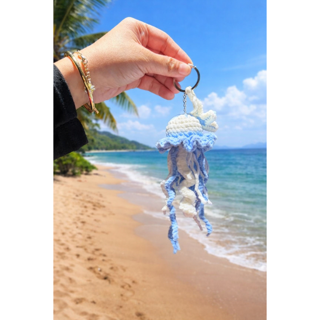 Móc khóa len hình con sứa