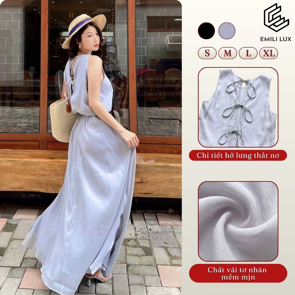 Set áo kiểu chân váy xòe Emili Design set áo yếm phối chân váy xẻ tà [V315]