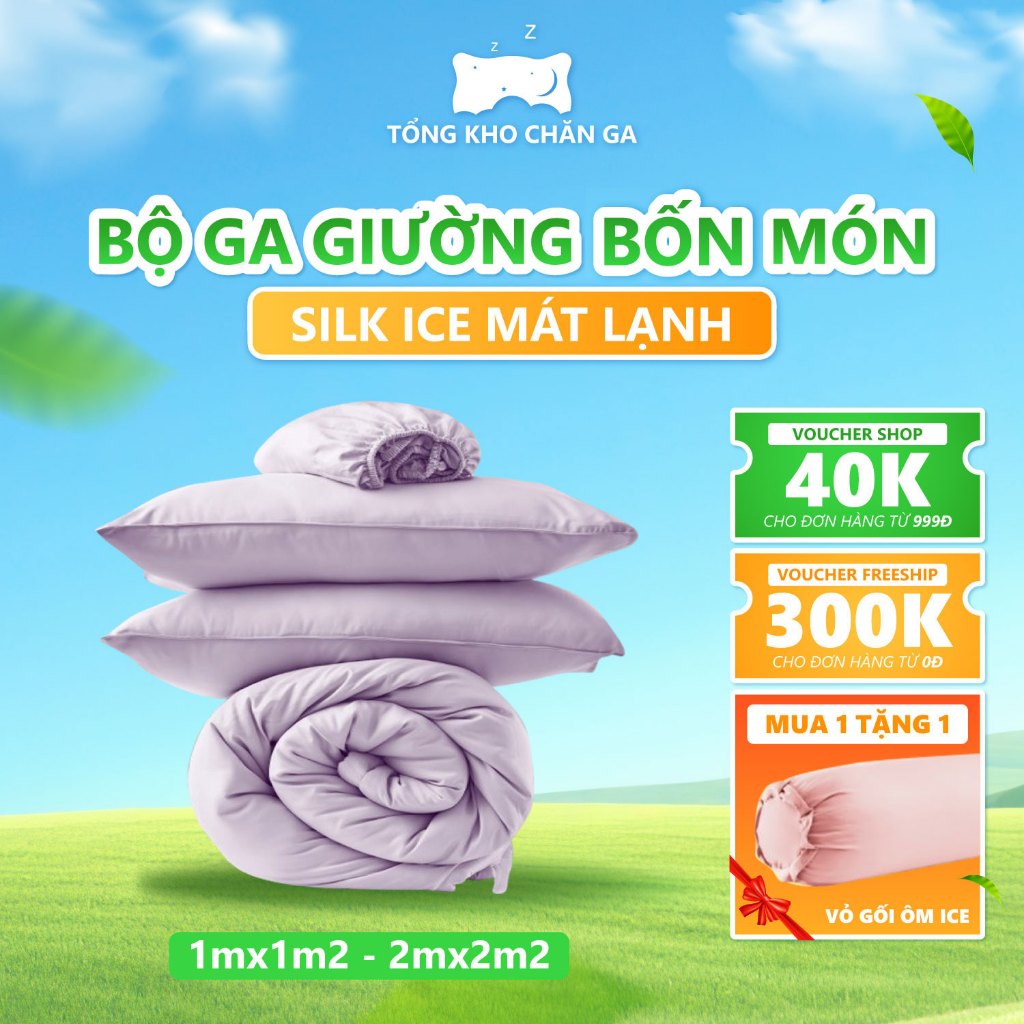 Bộ Chăn Ga Gối Lụa Silk Ice Chagota, Chất Liệu Coolnylon Thoáng Khí, Tối Ưu Giấc Ngủ 1mx2m-2mx2m2