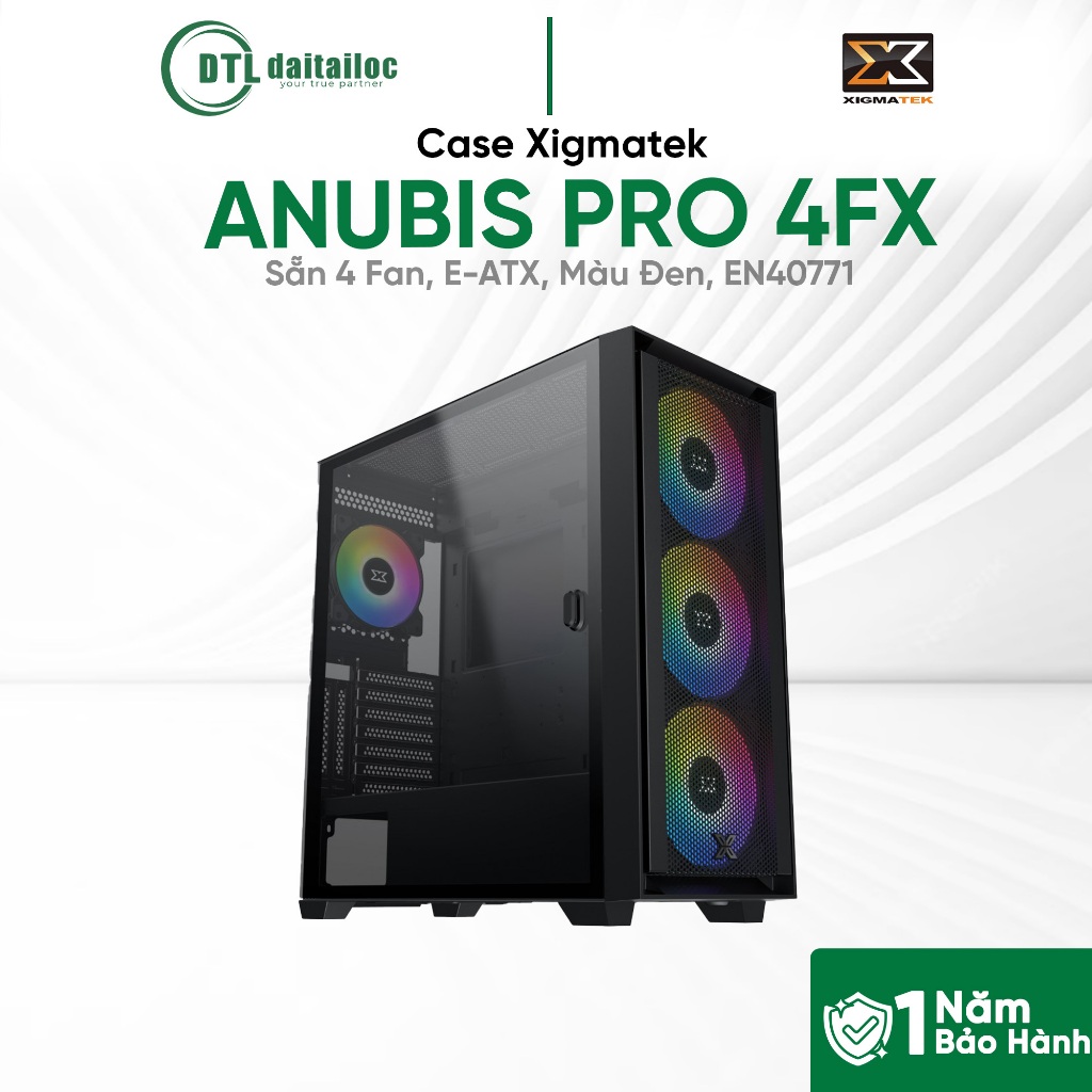 Case Xigmatek ANUBIS PRO 4FX  Sẵn 4 Fan, E-ATX, Màu Đen – EN40771 | Chính Hãng | Bảo Hành 12 Tháng