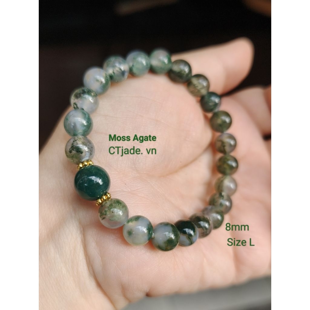 CTjade 260311 Vòng đá phong thủy mệnh mộc mệnh thủy đá Mã não rêu Băng ngọc thủy tảo thiên nhiên Mos