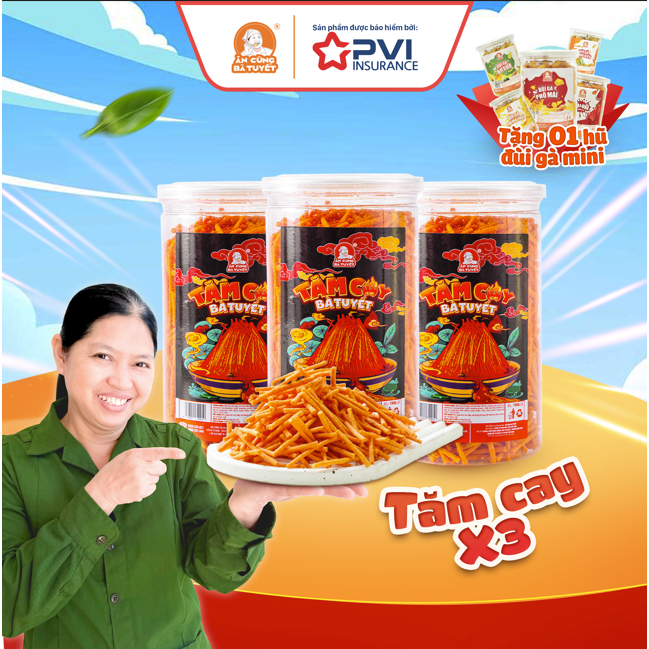 [Tặng quà 1 hũ bất kì] COMBO 3 HŨ TĂM CAY BÀ TUYẾT - ĂN CÙNG BÀ TUYẾT M74