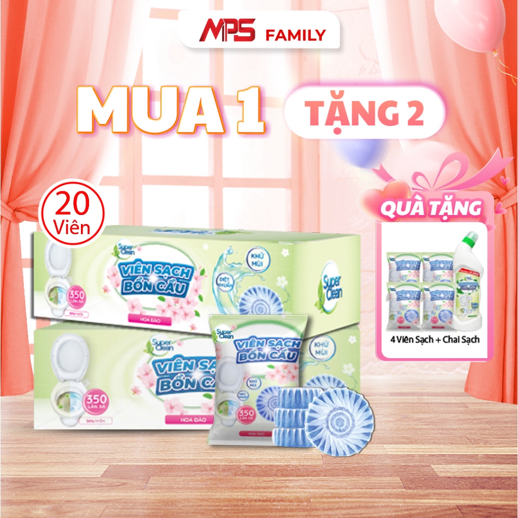 Combo 20 Viên Sạch Bồn Cầu Super Clean - Tặng Thêm 4 viên sạch bồn cầu Super Clean và 1 Chai Sạch Bồ