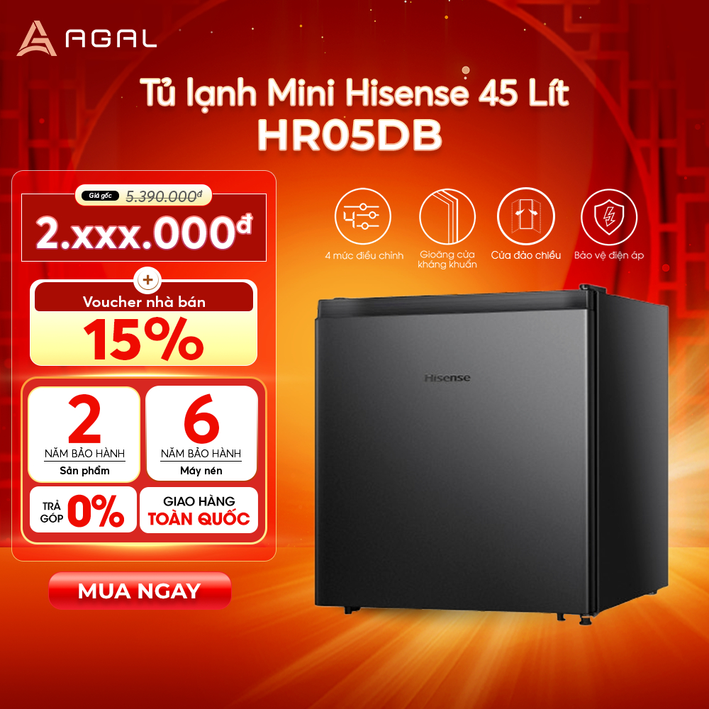 Tủ lạnh Mini Hisense 45 lít HR05DB, Bảo Hành 2 Năm
