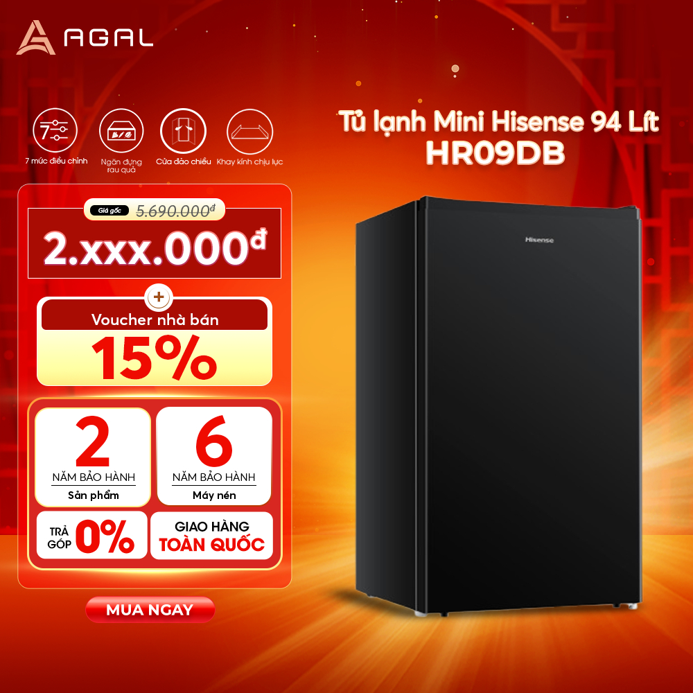 Tủ lạnh Hisense 94 lít HR09DB, Bảo Hành 2 Năm