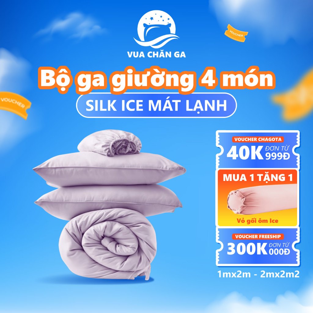 Bộ Chăn Ga Gối Lụa Silk Ice Chagota, Chất Liệu Coolnylon Mềm Mát, Tạo Cảm Giác Dễ Chịu 1mx2m-2mx2m2