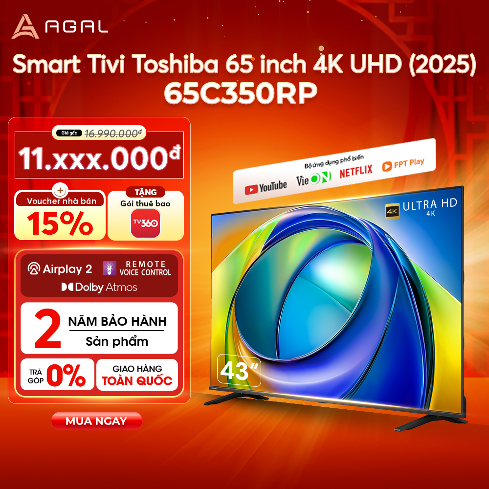 Smart Tivi Toshiba 65 inch 4K UHD 65C350RP (2025), Điều Khiển Giọng Nói, Bảo Hành 2 Năm