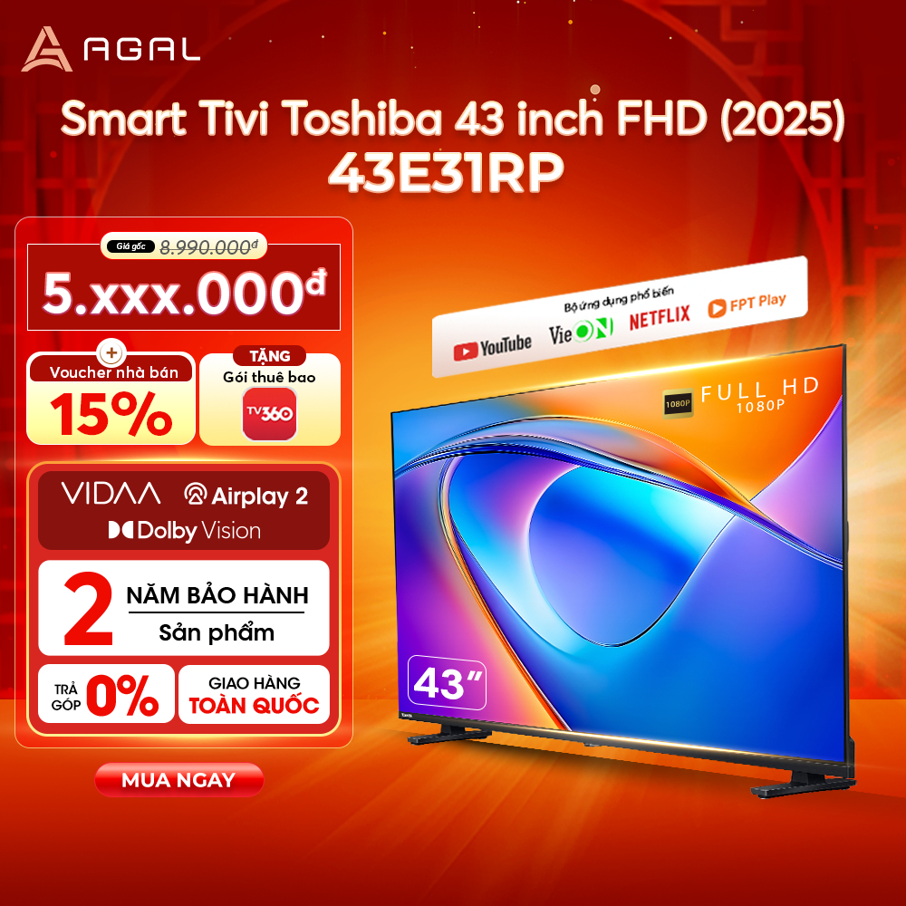Smart Tivi Toshiba 43 inch Full HD 43E31RP (2025), Bảo Hành 2 Năm