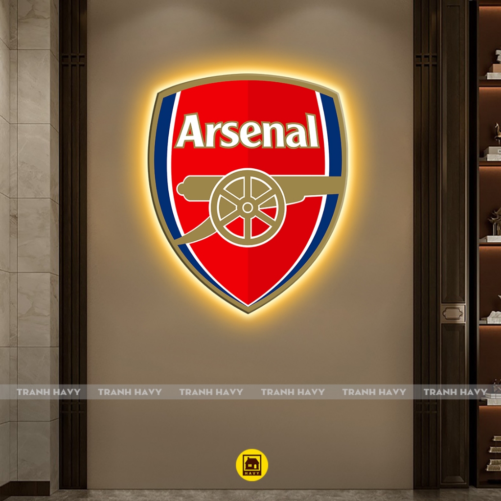 Logo LED Mica Tráng Gương CLB Arsenal In UV 8K Cao Cấp