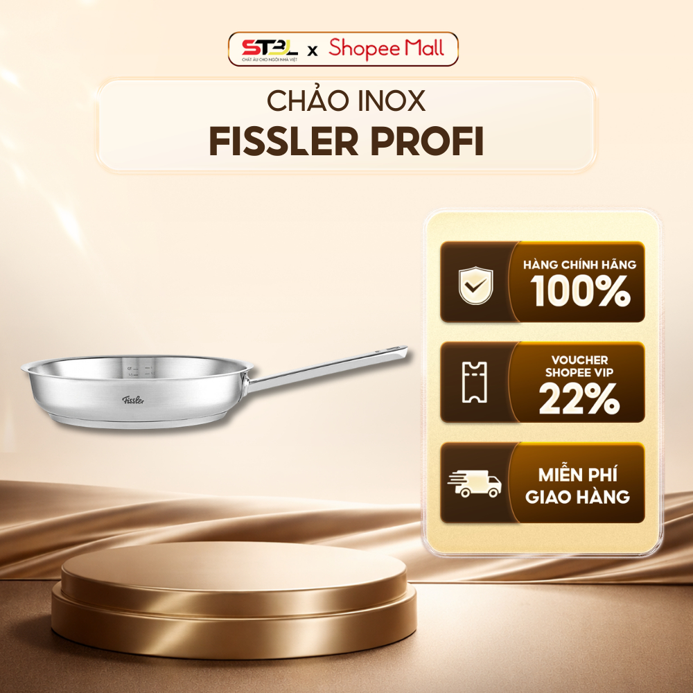 Chảo Fissler Profi Original Collection size 24cm và 28cm, chất liệu inox, đáy từ Cookstar, Made in G