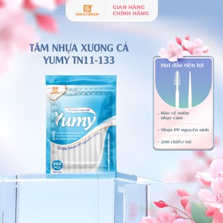 Tăm nhựa xương cá xỉa răng YUMY túi 200 chiếc đầu tăm mềm an toàn bảo vệ nướu (TN11-133)