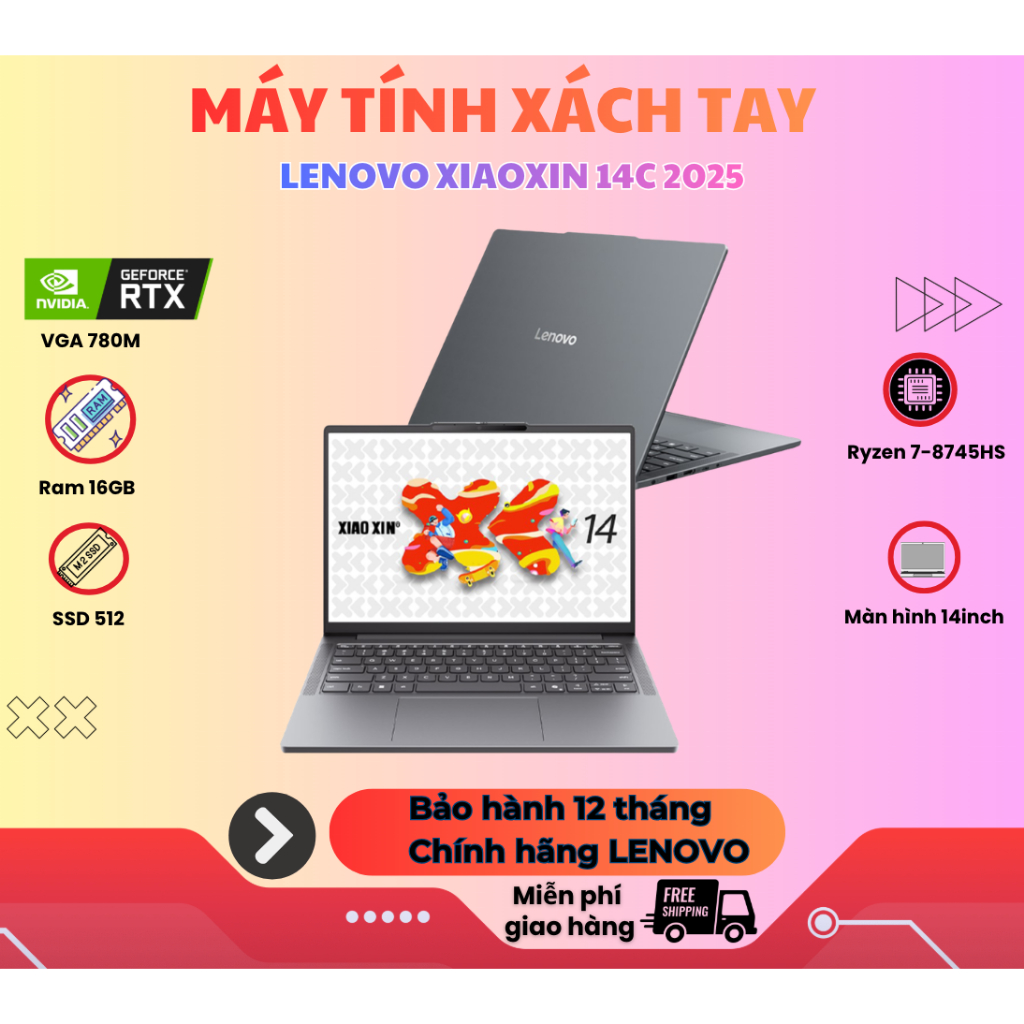 [Full VAT] Laptop Lenovo XiaoXin 14c 2025 (Ryzen 7-8745HS | 16GB | 512GB | VGA 780M | 14" FHD+)