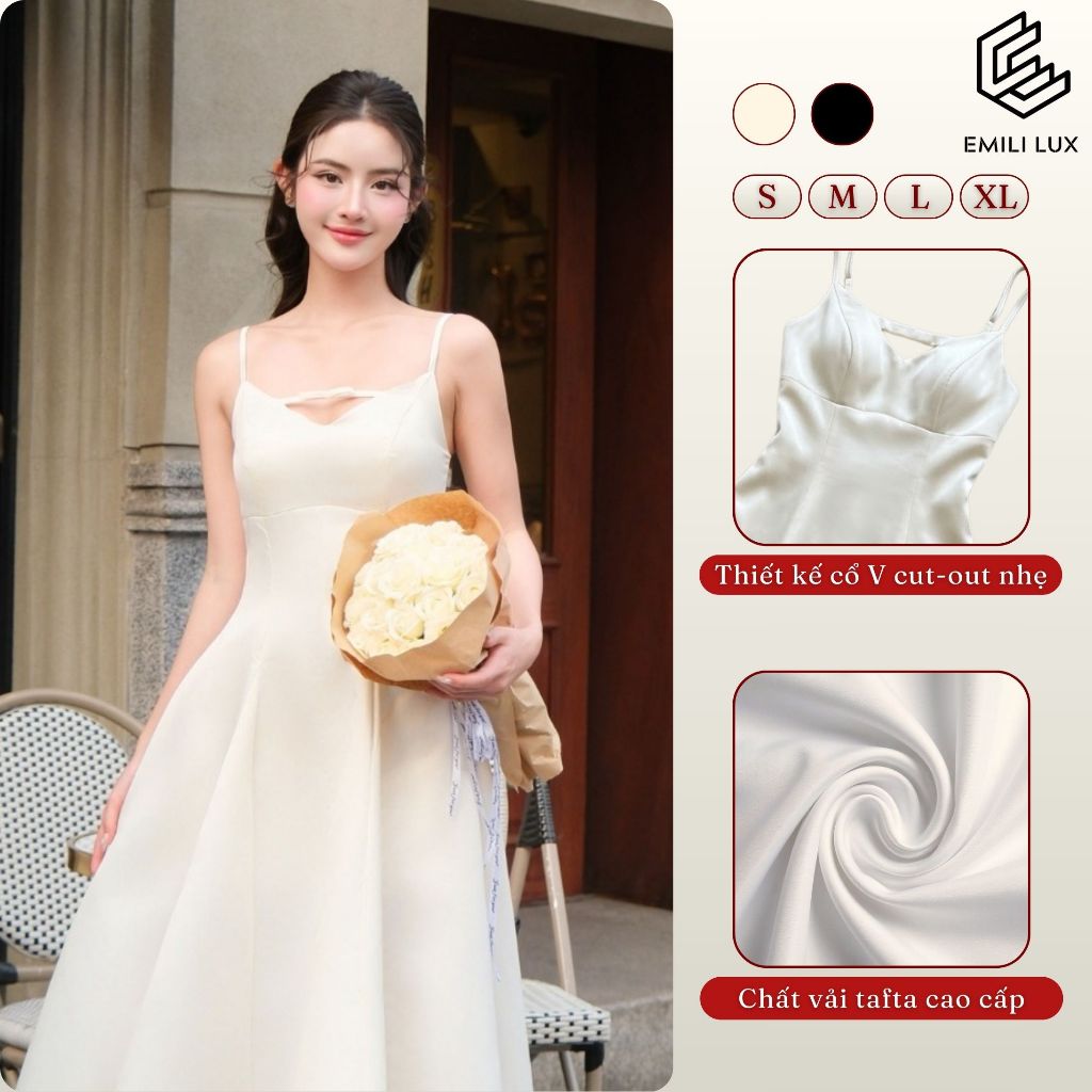 Đầm dạ hội hai dây sang trọng – Váy maxi trễ vai công chúa cao cấp EMILI DESIGN V422