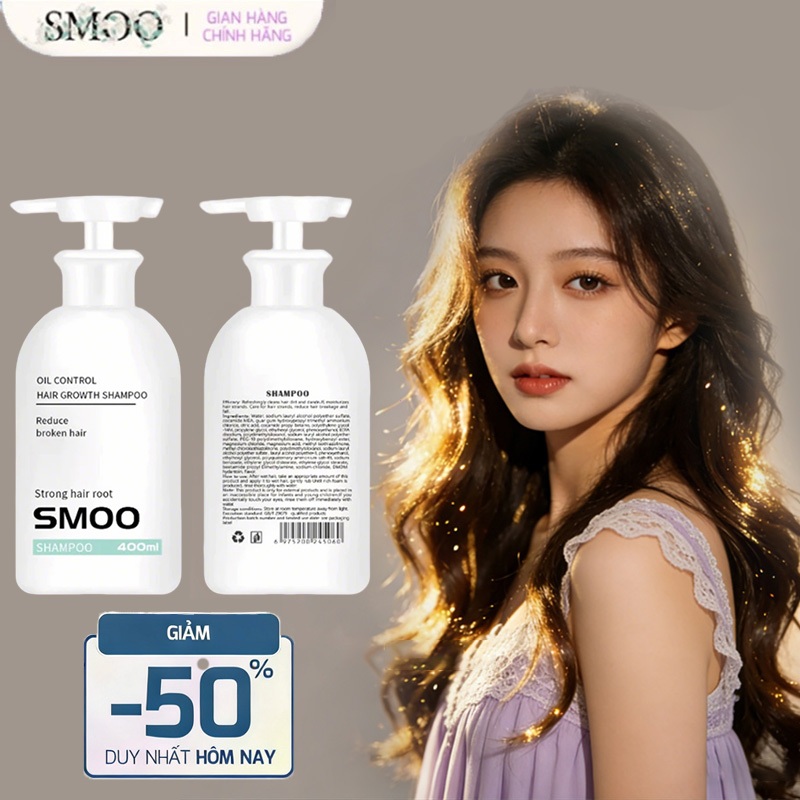 Dầu gội chống rụng tóc SMOO Khuyến khích mọc tóc khỏe mạnh 400ml Dầu gội đầu Không bao giờ thắt nút.