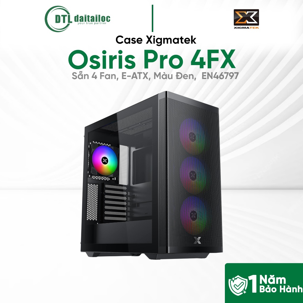 Case Xigmatek Osiris Pro 4FX Sẵn 4 Fan, E-ATX, Màu Đen EN46797 | Chính Hãng | Bảo Hành 12 Tháng