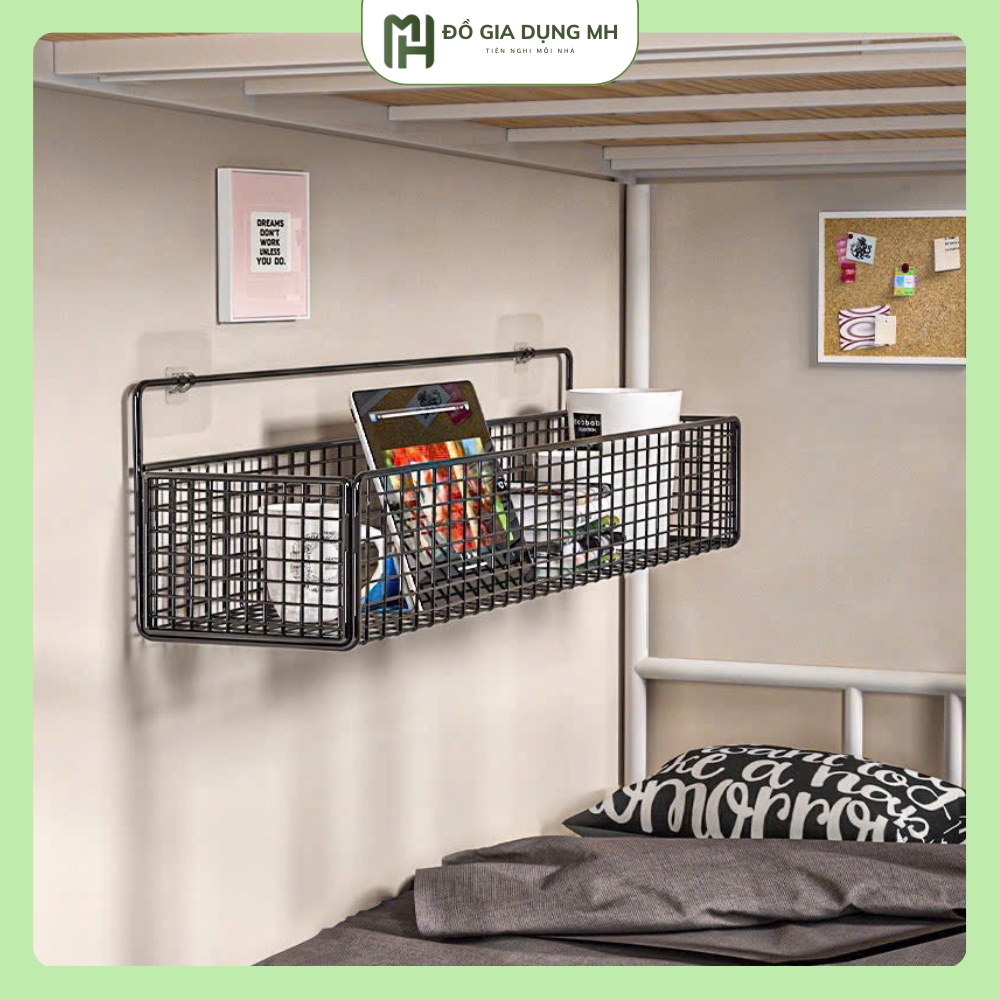 Kệ treo dán tường đa năng lưới sắt 1 ngăn dài kệ treo nhà bếp, phòng tắm tiện lợi