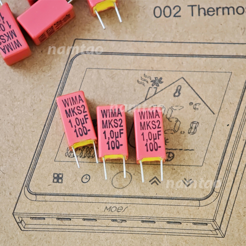 Tụ Wima 1uF 100v 105 màu đỏ chính hãng Mới 100% chân 5mm