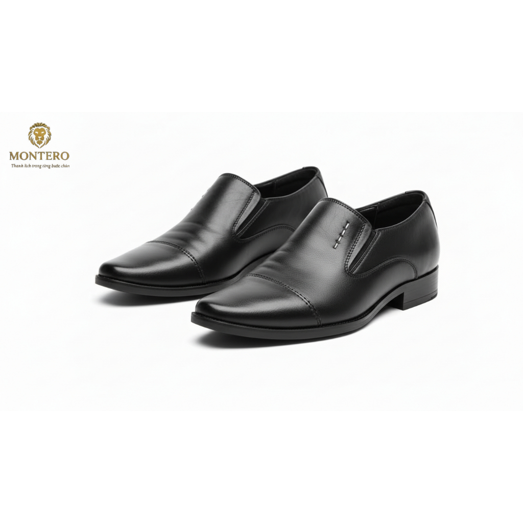 Giày tây nam da thật – Giày công sở Gân -Tăng Chiều Cao 4cm Bền Đẹp