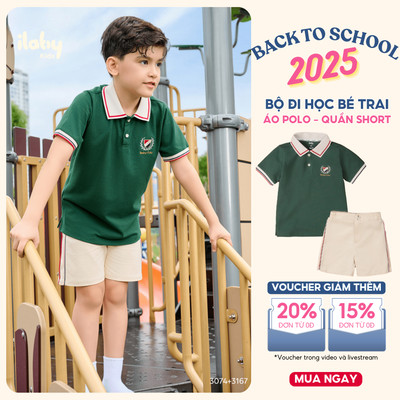Mix set áo polo và quần short bé trai ILABY chất liệu cotton cá tính bé trai mặc đi chơi [3074+3167]