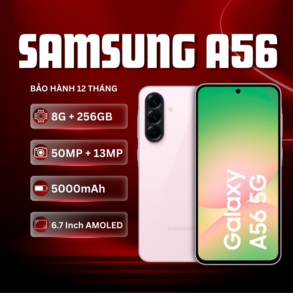 Điện Thoại Samsung A56 5G 8GB 256GB AI Thông Minh Pin 5000mAh Sạc 25W Chạy Mượt BH 12 Tháng