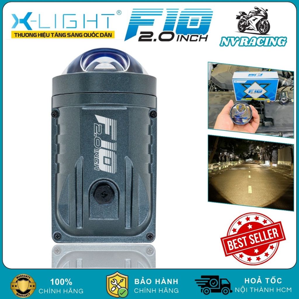 F10 2.0, Đèn Bi Gầm X-LIGHT F10 2.0 Inch Moto Công Suất 50W 3 Chế Độ Màu Thế Hệ Mới Bảo Hành 2 Năm