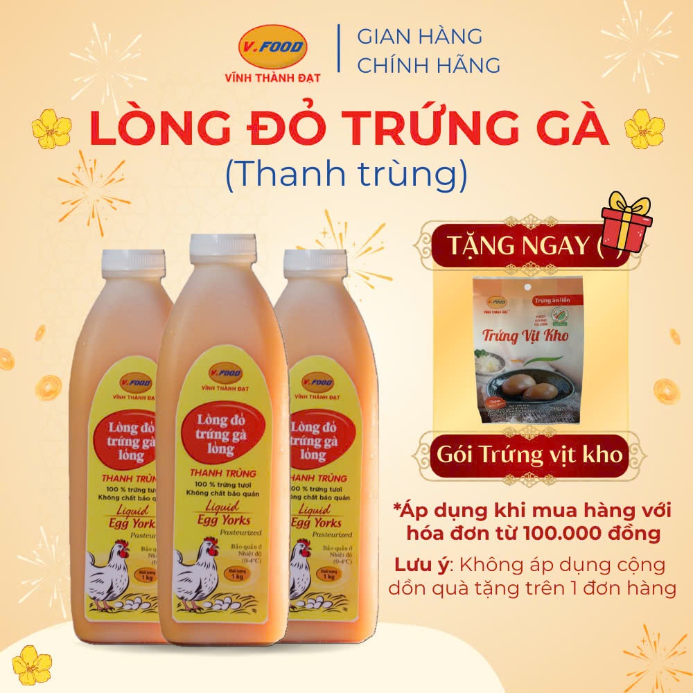 Lòng đỏ trứng gà lỏng thanh trùng 1Kg từ V.FOOD giàu dinh dưỡng lành mạnh