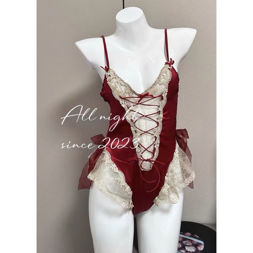 V216.Jum.suit viền ren (ko tất) tuki sleepwear.sẵn hoả tốc