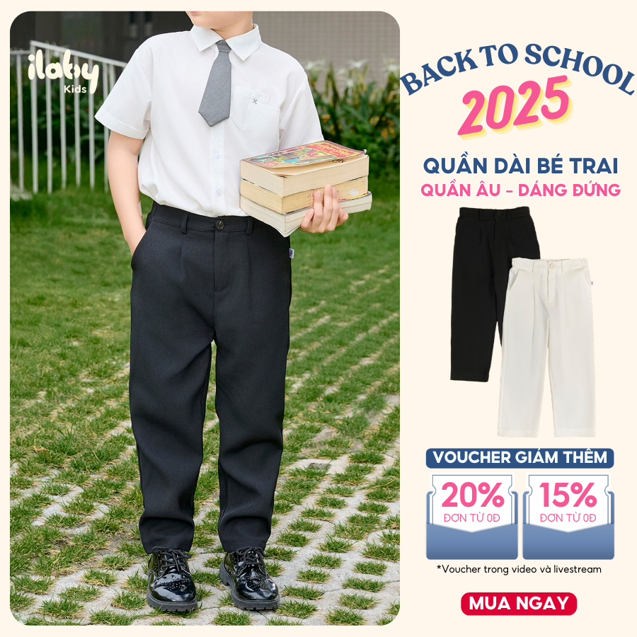 Quần âu bé trai ILABY quần vải dáng đứng phong cách cho bé trai 11-40kg [2304]