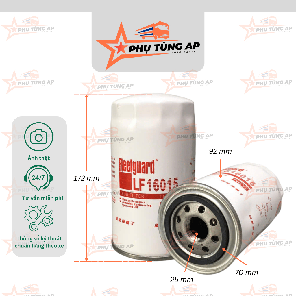 Lọc Nhớt JAC N800/N900, mã LF16015 dùng cho các dòng xe: JAC N800, JAC N900. Mã Thay Thế : C-5713, 4