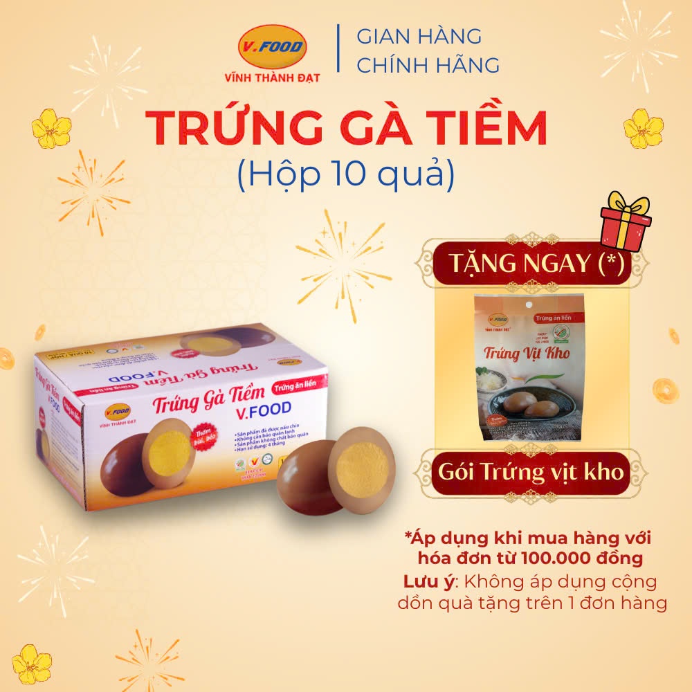 Trứng gà tiềm ăn liền V.Food Hộp 10 quả không chất bảo quản