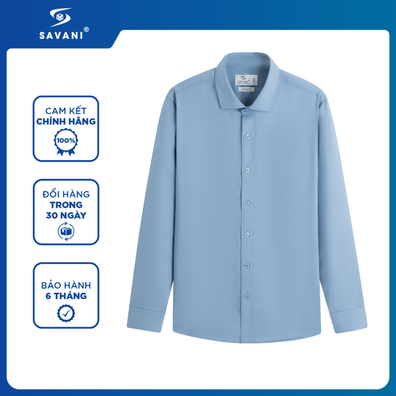 Áo Sơ Mi Nam Dài tay SAVANI Cao Cấp, Áo Sơ Mi Nam Trơn Thấm Hút Mồ Hôi Tốt MLSA550K5