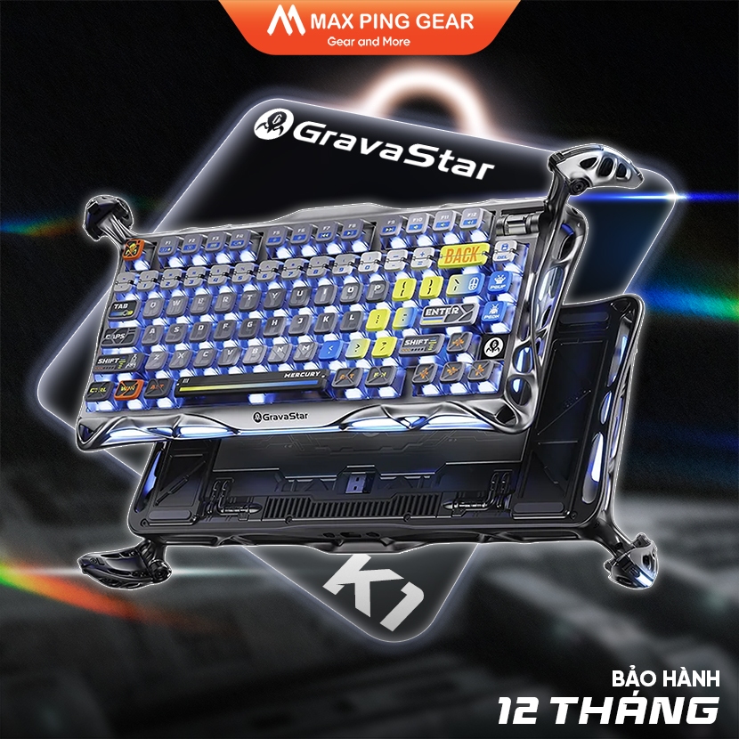 [HỎA TỐC] Bàn phím cơ Gravastar Mercury K1 Pro - Interstellar Silver - Maxpinggear