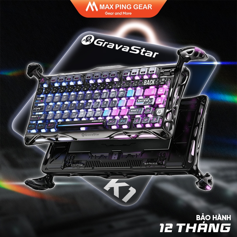 [HỎA TỐC] Bàn phím cơ Gravastar Mercury K1 PRO - Special Edition Cyberpunk - Maxpinggear