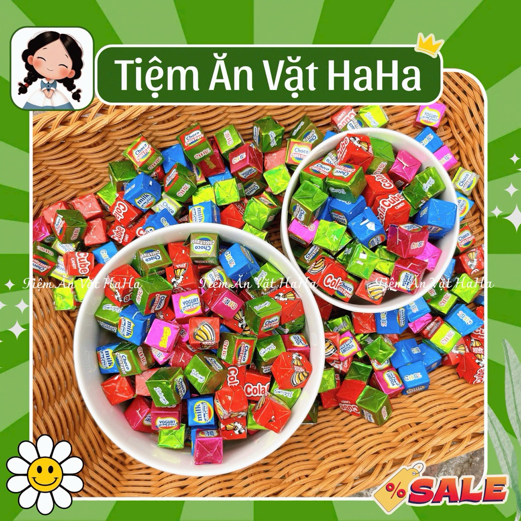 [50 VIÊN] Kẹo sữa socola cube Doten Mix Vị, choco cube candy, thơm ngon hấp dẫn